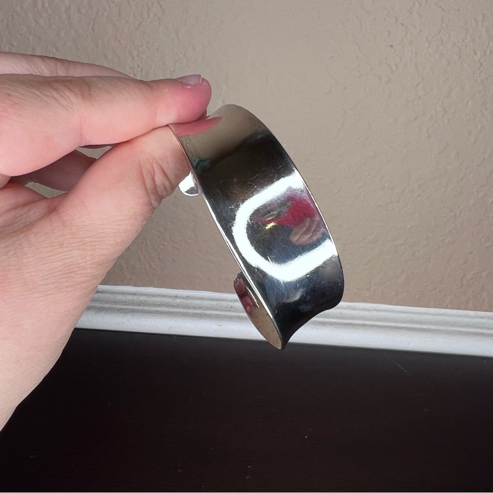 Vintage Solid Silver 925 Cuff Bracelet, Jewelry, Estate Jewels, Sterling - Picture 3 of 7
